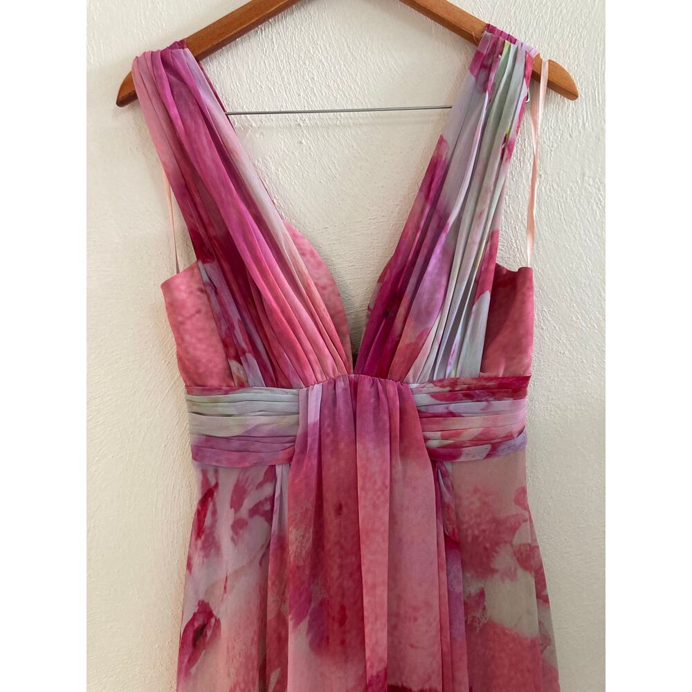 Fame and Partners Valencia Watercolor Floral Maxi Dress Split Empire Chiffon 6 - Picture 6 of 17